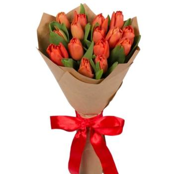Букет красных тюльпанов 15 шт (артикул букета  32116chb)